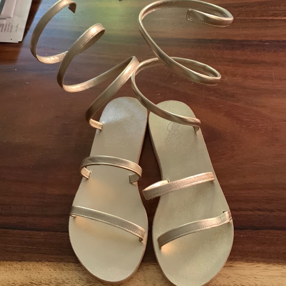 Gold new Ancient Greek sandals size 38